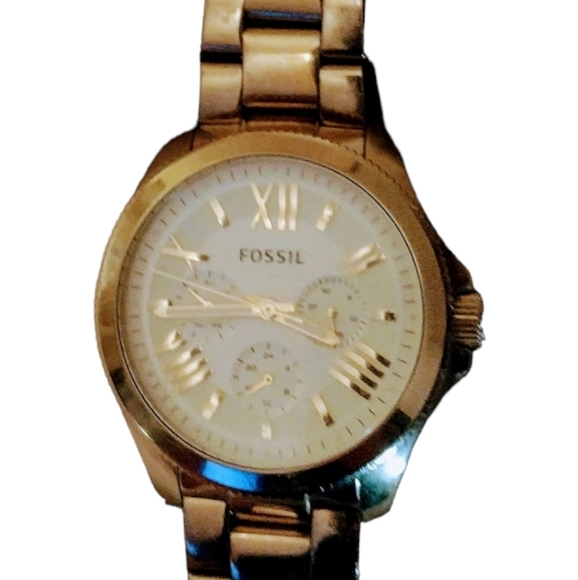 Fossil AM4510 Cecile Gold Watch Chronograph 3 Subdials - Picture 4 of 7